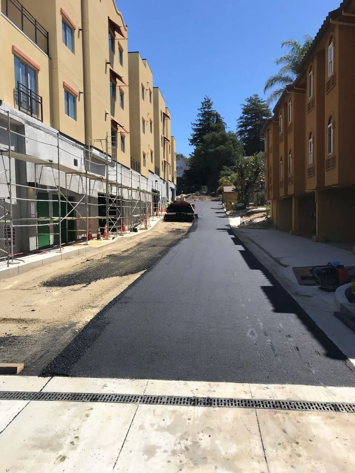 Newly paved asphalt road in Santa Cruz County